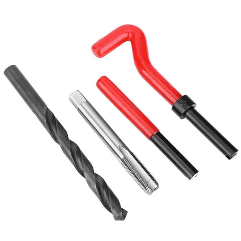 Thread Repair Kit 17Pcs M11 X 1.25 Helicoil Internal Thread Repair Kit For Aluminum And Metal with drill and tap tools visible