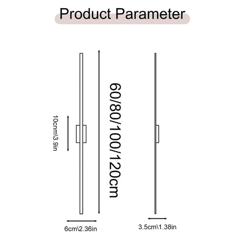 Modern Wall Sconces, Wall Lamp LED Metal Modern Reading Lamps Elegant Rectangle Indoor Wall Sconce Acrylic Wall Lighting Fixture 44W for Bedside Bedroom Living Room Hallway 3,Black Warm Light-100CM dimensions illustration