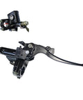 Front view of Rear Hand Hydraulic Disc Brake Master Cylinder Caliper Assembly with new brake pads for 50cc to 250cc ATVs quads.