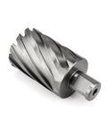 Oscarbide annular cutter with 3/4 in Weldon shank, side view, 1-5/8 in dia, 2 in DOC for magnetic drill press