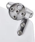 Dual Pack Soft Close Toilet Seats MDF Bathroom Hardware white heavy duty hinge with chrome finish and mounting details.
