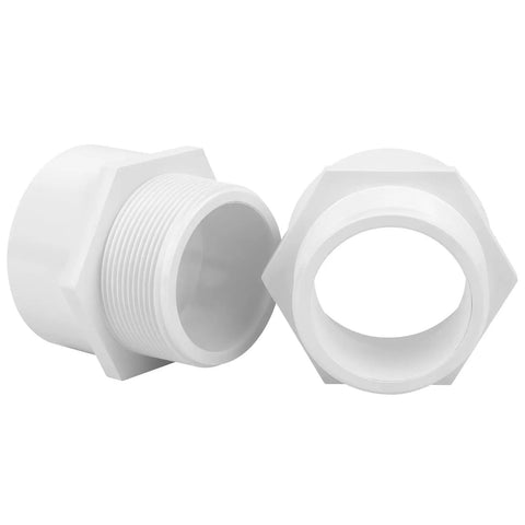 2 Pack 3 Inch PVC Male Adapter Pipe Fittings 2 Way Hose Coupling With 3 Inch Male Hose Thread Schedule 40 White Durable PVC Fittings
