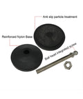 Beefy Adjustable Furniture Leveling Feet With Swivel Base And Tilt Joint Compatible M8 M10 M12 Screws, nylon base and steel screw detail image.
