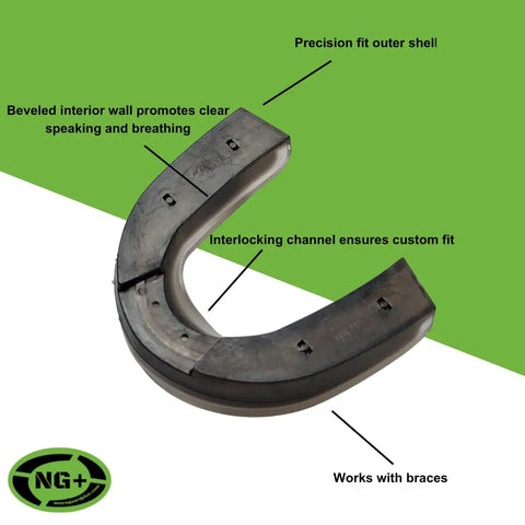 Mouthguard for peak performance and jaw protection, reduces G forces, boosts strength and stamina, helps you speak clearly.