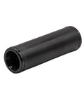Side view of black 1/2-inch compression coupling for poly drip irrigation tubing