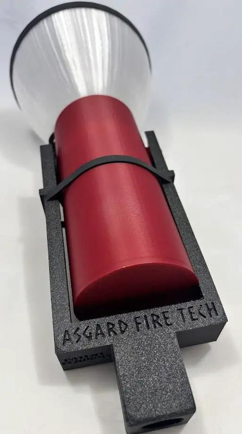 Rock Solid Fire Alarm Smoke Detector Test Tool With A Smart Pivoting Head and Universal Extension Pole close-up view showing red and black design.