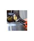 Using Cobra Water Pump Pliers With Seven And A Quarter Inch Length, V Jaw Style, Push Button Adjustment on pipe fitting.