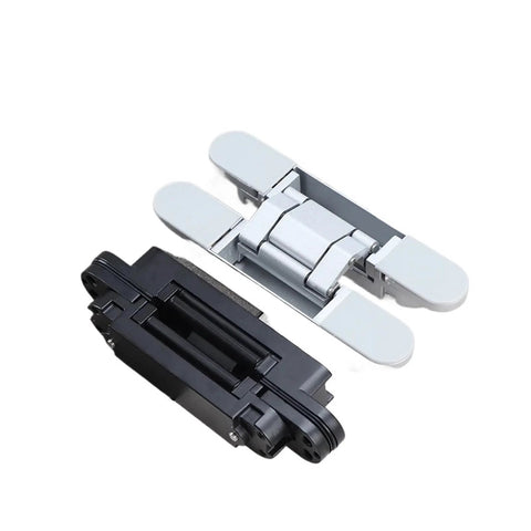 2 Pack Invisible Door Hinges For Outward Opening Wood Doors, Hidden Cross Style Hinge With 180 Degree Swing, silver and black