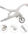 Heavy Duty Drill Press Clamp For Woodworking And Welding Jobs, Carbon Steel Vise Hold Down Fixture With Silver Finish