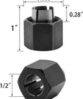 Two Piece Pro Grade Router Collet Kit With One Quarter Inch And One Half Inch Collets Fits DeWalt Bosch RC