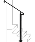 Heavy Duty Adjustable Stair Handrail Rock Solid Wall And Floor Mounted Wrought Iron Safety Rail Built Tough For One To Three Steps No Sweat Installation In Matte Black Steel with wall and floor mounts