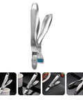 Heavy Duty Stainless Steel Plate Lifter Clamp With A Rock Solid Grip And Smart Anti Scald Bow Clip For Zero Stress Hot Casserole Handling In Your Kitchen viewed from the side.