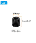 PATIKIL black metal thread adapter sleeve, M10xM6 reducing nut, 10 mm long
