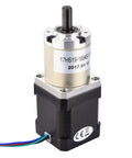 Close-up of 51:1 Planetary Gearbox High Torque Nema 17 Stepper Motor Precision Camera DIY with wires and metal casing.