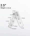 4 Pack 2.5 Inch 360 Degree Door Pivot Hinges For Cabinets And Doors, stainless steel with brushed finish, showing measurements