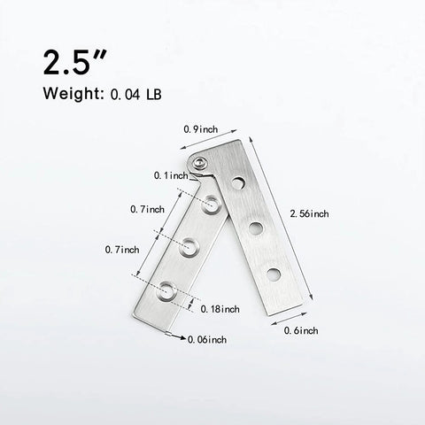 4 Pack 2.5 Inch 360 Degree Door Pivot Hinges For Cabinets And Doors, stainless steel with brushed finish, showing measurements