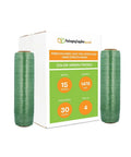 Heavy Duty Green Tint Pre Stretched Stretch Wrap Film 15 By 1476 Feet 30 Gauge 4 Roll Pack displayed with box.