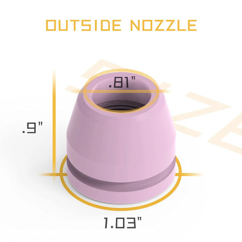 Plasma Cutter Torch Consumables Kit For AG-60 AG-60P SG-55 WSD-60 TL-CUT-50, outside nozzle dimensions
