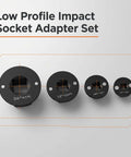 Low Profile Impact Socket Adapter Set Four Piece Drive Ratchet Kit Magnetic Design CRV Steel With 1000 Ft Lb Torque Capacity