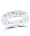 Ice Cold And Slick 14K White Gold Mens Wedding Band Featuring Machine Set Round Diamonds In A Classic Channel Setting Ring With One Carat Total Weight Size 8, angle view