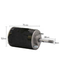 Beefy 30W Permanent Magnet DC Motor CH 3420 24V 7000 RPM, side view showing shaft dimensions 38mm and Ø8mm