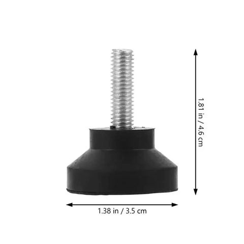 Beefy Heavy Duty Leveling Feet With Adjustable Threaded Levelers For Machines And Equipment, Rugged And Rust Resistant, shown with measurements
