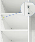 Close-up of 100 Pack Zinc Alloy Cabinet Shelf Pegs For Easy Install No Tools Needed Replacement Pins on white shelves.