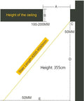 Ground clearance map showing dimensions for Rock Solid Electric Attic Ladder With Remote Controlled Folding Pull Down Loft Stairs.
