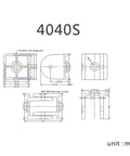 CAD drawing of Adjustable Door Hinges In Zinc Alloy With Quiet Close Flexible Pivot Joint Connector, dimensions labeled in mm