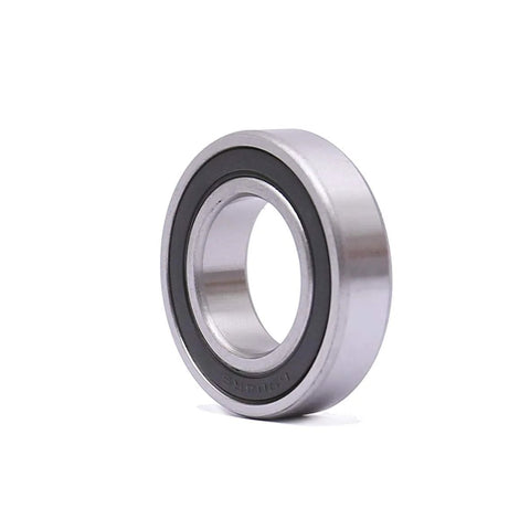 Deep groove ball bearing 20x37x9 mm with rubber seals, angled side view, pre-lubricated
