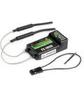 FS iA6B 6 Channel 2.4 GHz Receiver With PPM And iBus Dual Antenna AFHDS2A For Flysky Transmitters, shown with cables