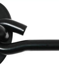 Close-up of Two Pack 10 Inch Stainless Steel Windproof Barn Door Lock And Cabin Hook Eye Latch, black finish, with mounting plate.