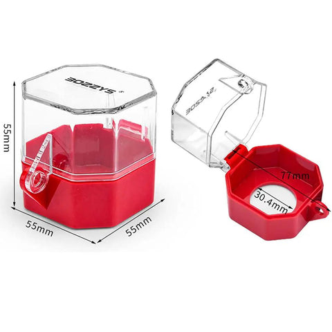 Emergency Stop Push Button Switch With Transparent Protection Cover, red box, transparent guard, size 55mm x 55mm