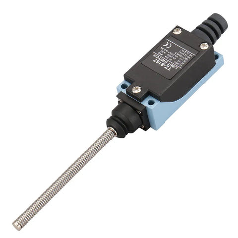 TZ-8167 BM-8167 Limit Switch with flexible spring arm in blue housing, for industrial machinery, CNC equipment, precise positioning sensor