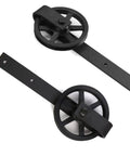 20Ft Heavy Duty Sliding Barn Door Hardware Kit For Smooth Quiet Operation With Big Spoke Wheel Hanger J Style view