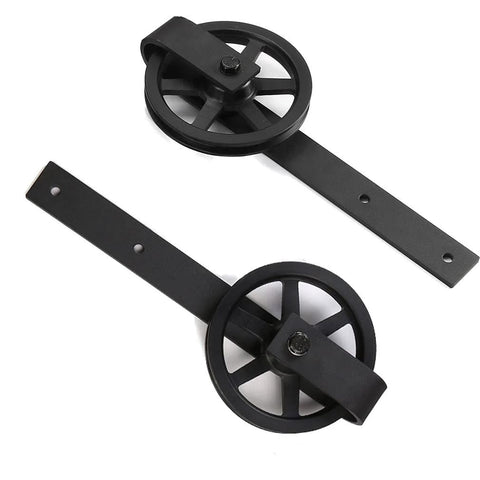 20Ft Heavy Duty Sliding Barn Door Hardware Kit For Smooth Quiet Operation With Big Spoke Wheel Hanger J Style view