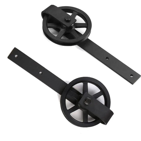 Heavy Duty Sliding Barn Door Hardware Kit With Big Spoke Wheel Hanger J Style 6 Feet Long Supports Up To 330 Lbs Built Tough Steel Track System Quiet Nylon Wheels Spring Damping Door Stoppers Fits 36 Inch Door Panel