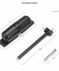 Heavy Duty Automatic Door Closer For Screen Door With Adjustable Closing Force, Stainless Steel And Nylon Construction, dimensions shown