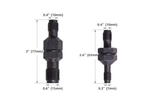 Alltooetools spark plug thread chaser/tap set in black metal for M10x1.0–M18x1.5 (front and side views)