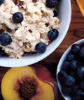 Quick Fix Thermomix Recipe Book Loaded With Easy Weeknight Dinners And Killer Meal Prep Hacks Perfect For Busy Home Cooks Looking To Knock Out Tasty Homemade Feats Daily, oatmeal topped with blueberries and peach.