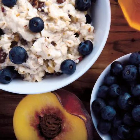 Quick Fix Thermomix Recipe Book Loaded With Easy Weeknight Dinners And Killer Meal Prep Hacks Perfect For Busy Home Cooks Looking To Knock Out Tasty Homemade Feats Daily, oatmeal topped with blueberries and peach.