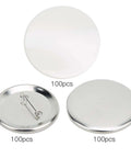 56mm Metal Badge Making Kit With Pin Back Button Parts For DIY Craft Projects and Wearable Badges includes tinplate front covers, 100 sets