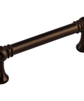 Kara Pull Serene Collection 3-3/4 Inch Center To Center Brushed Satin Nickel Finish handle, shown in a side view on a white background.
