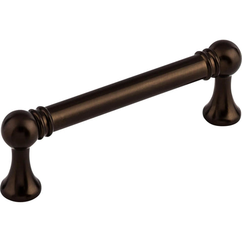 Kara Pull Serene Collection 3-3/4 Inch Center To Center Brushed Satin Nickel Finish handle, shown in a side view on a white background.