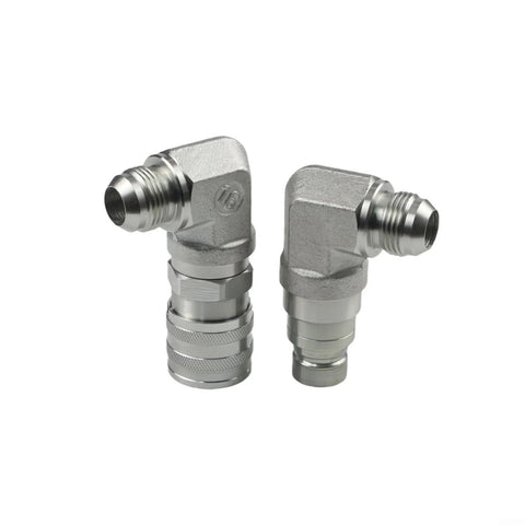 Male and Female Hydraulic Flat Face Coupler Kit for Skid Steer Loaders One Half Inch Body One and One Sixteenth Inch JIC Thread Quick Connect