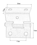 Diagram of Vintage Zinc Alloy Cabinet Hinges Set Of 4 Pcs, 25x15x12mm size, showing measurements, DIY furniture hardware, easy install