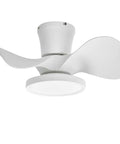 Quiet Ceiling Fan With LED Light 22 Inch Remote Control Big Airflow in a Compact Size shown with curved blades in white.