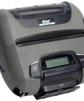 Rock Solid 4 Inch Portable Bluetooth Receipt Printer With Tear Bar High Speed Mobile Thermal Device For IOS Android Windows, gray housing.