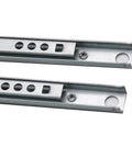 Full Extension Drawer Slides 1 Pair 8 To 16 Inch 17mm Wide Two Section Steel Cabinet Rails close-up view of holes and steel construction