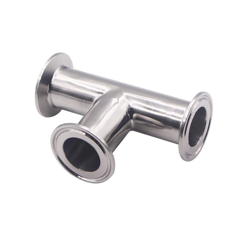 DERNORD stainless steel 304 3-way clamp tee fitting with tri-clamp ends for 1.5 in. pipe OD (38mm).